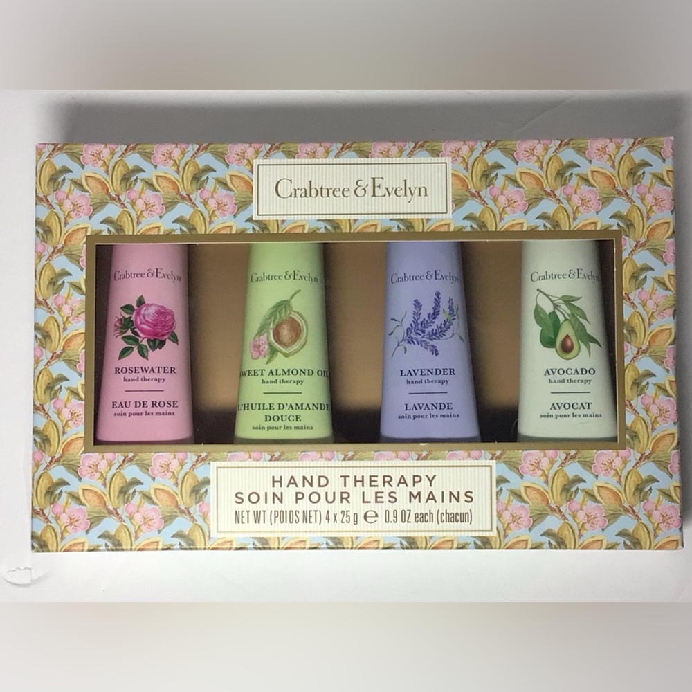 CRABTREE & EVELYN Hand Therapy Creams 4pc Set Rose Almond Lavender Avocado NEW!.